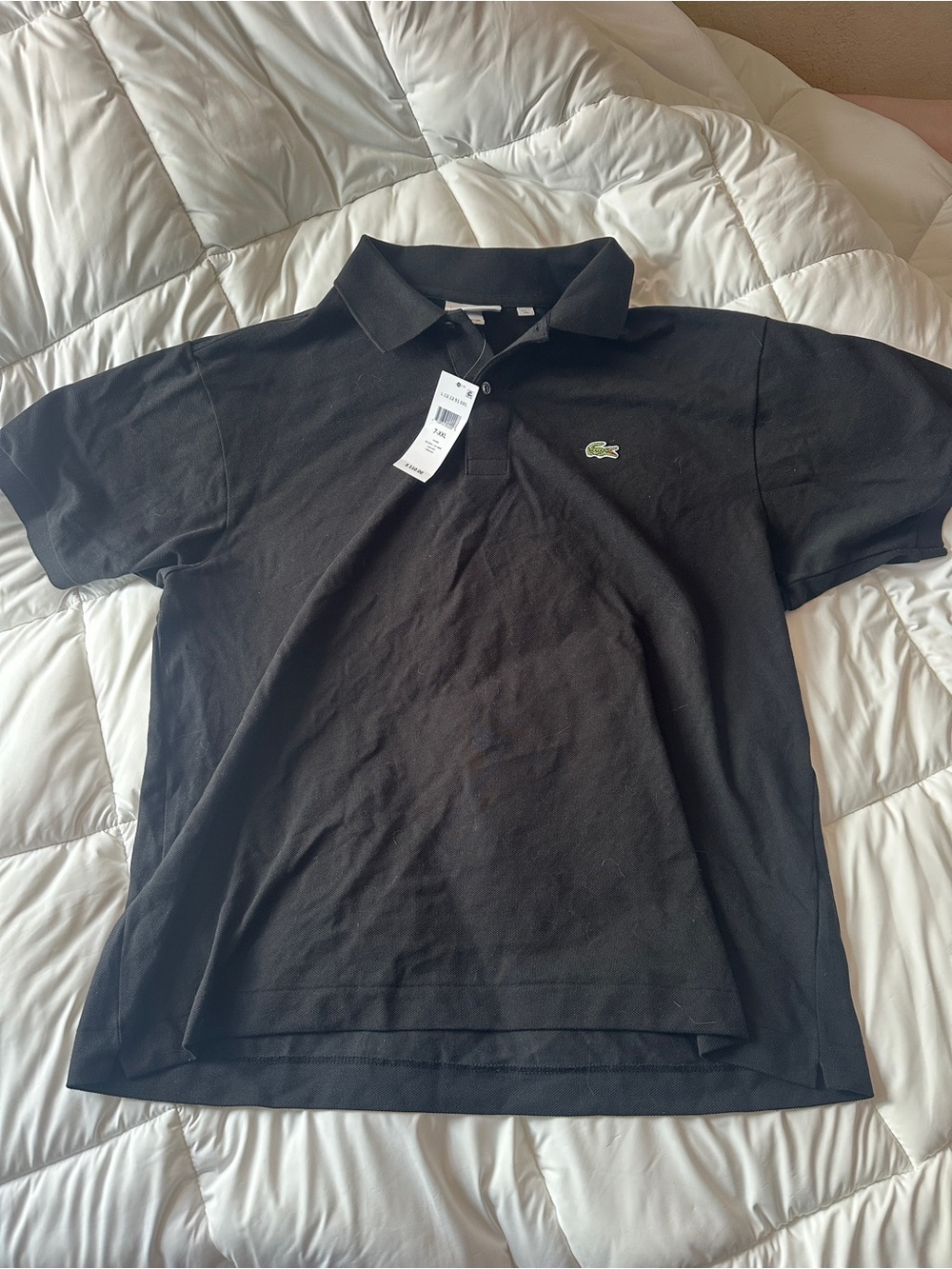 Lacoste Kids Black Polo with Green Crocodile Logo